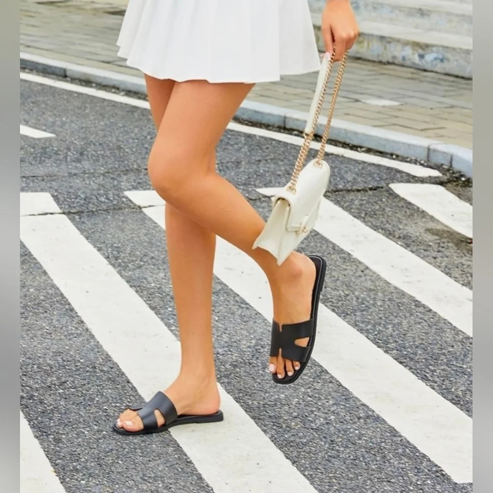 Stratuxx Kaze Women's Open Toe Flat Dress Slide Sandals - Picture 3 of 8